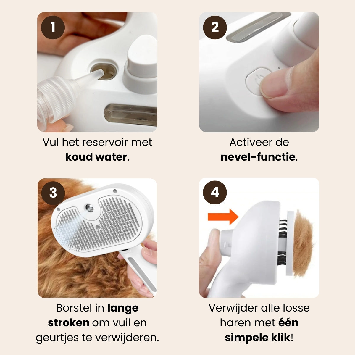 NuvoraPets® SteamBrush Pro - Professionele Vachtverzorgings Borstel voor Huisdieren