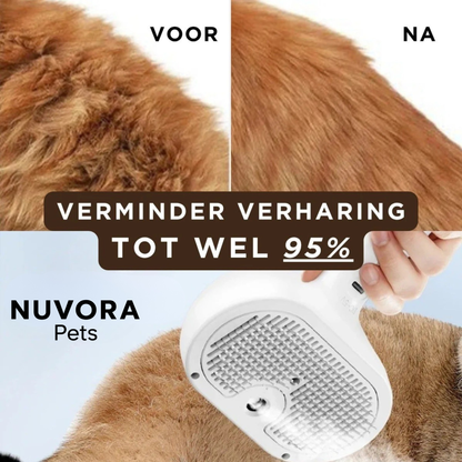 NuvoraPets® SteamBrush Pro - Professionele Vachtverzorgings Borstel voor Huisdieren